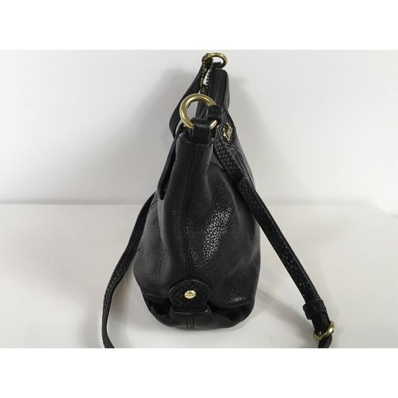 Coach Ashley Women’s Black Pebbled Leather Snake Embossed Medium Crossbody - Picture 5 of 12